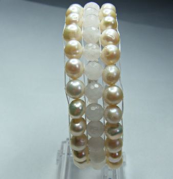 Freshwater Pearl & Rose Quartz Bead Loom Bracelet