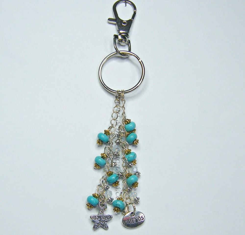 Turquoise & Opalite Friends Charms Keyring/Bag Charm