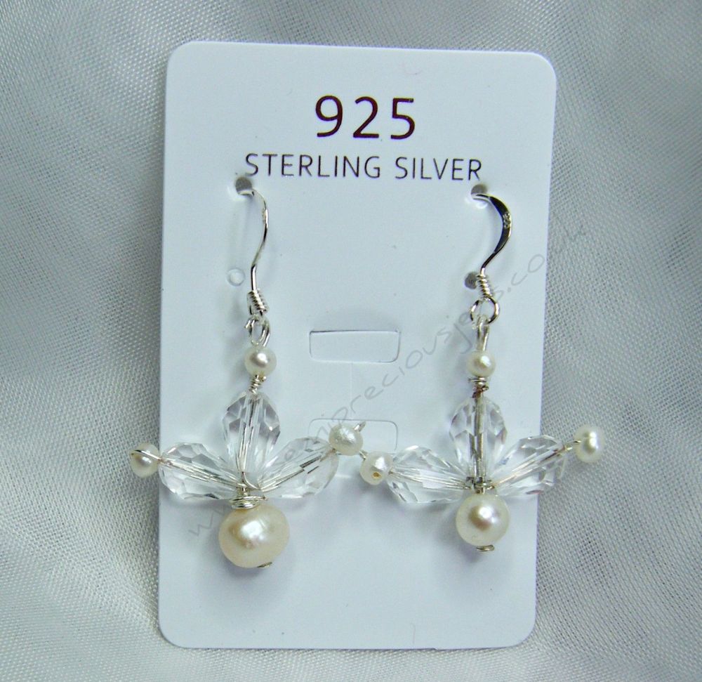 Freshwater Pearl & Crystal Earrings