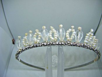 Freshwater Pearl & Crystal Glass Teardrop Sparkle Tiara