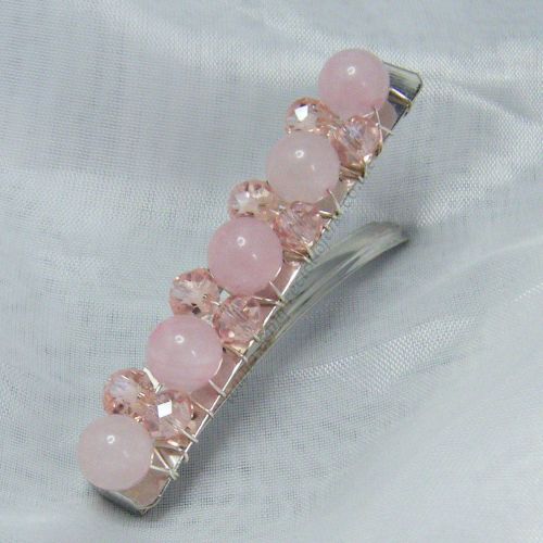 Rose Quartz Barrette Hair Clip