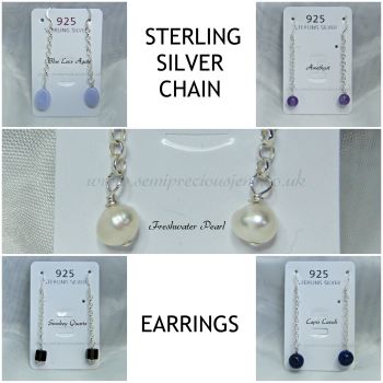 Gemstones & Sterling Silver Chain Earrings