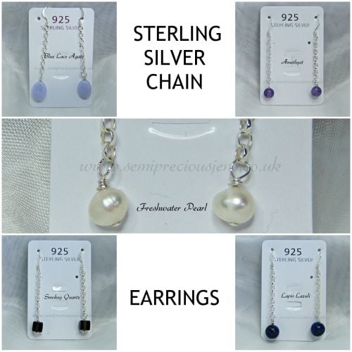 Gemstones & Sterling Silver Chain Earrings