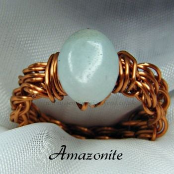 Amazonite Copper Wire Ring