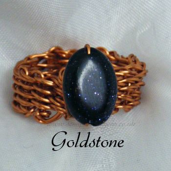 Blue Goldstone Copper Wire Ring