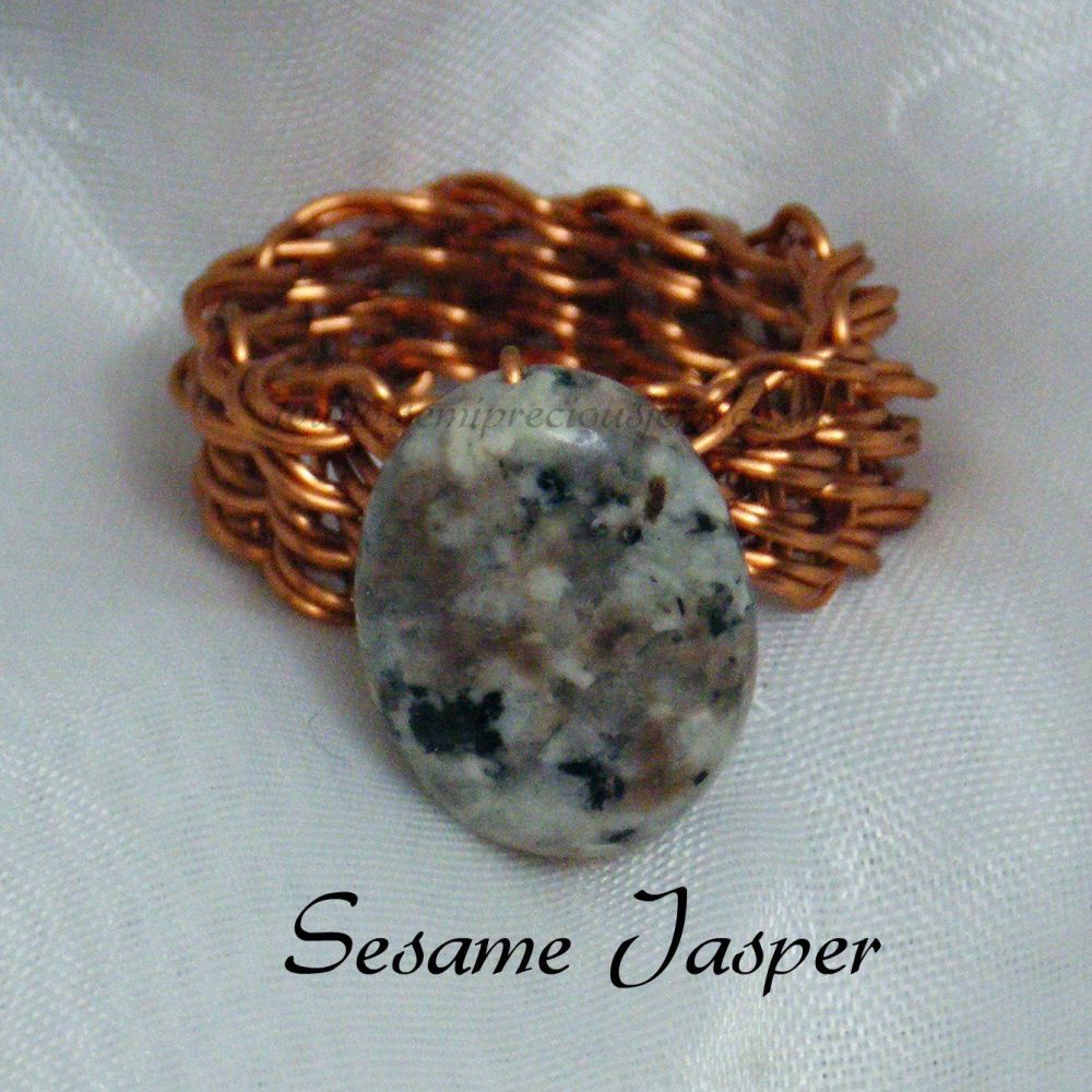 Sesame Jasper Copper Wire Ring