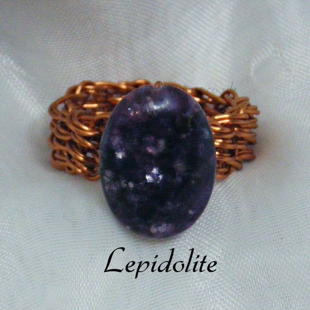 Lepidolite Copper Wire Ring 
