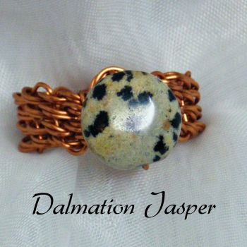 Dalmatian Jasper Copper Wire Ring 