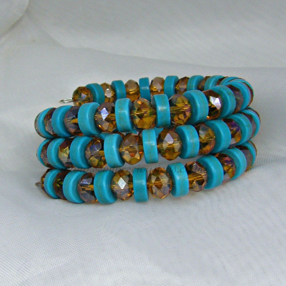Genuine Turquoise Memory Wire Bracelet 