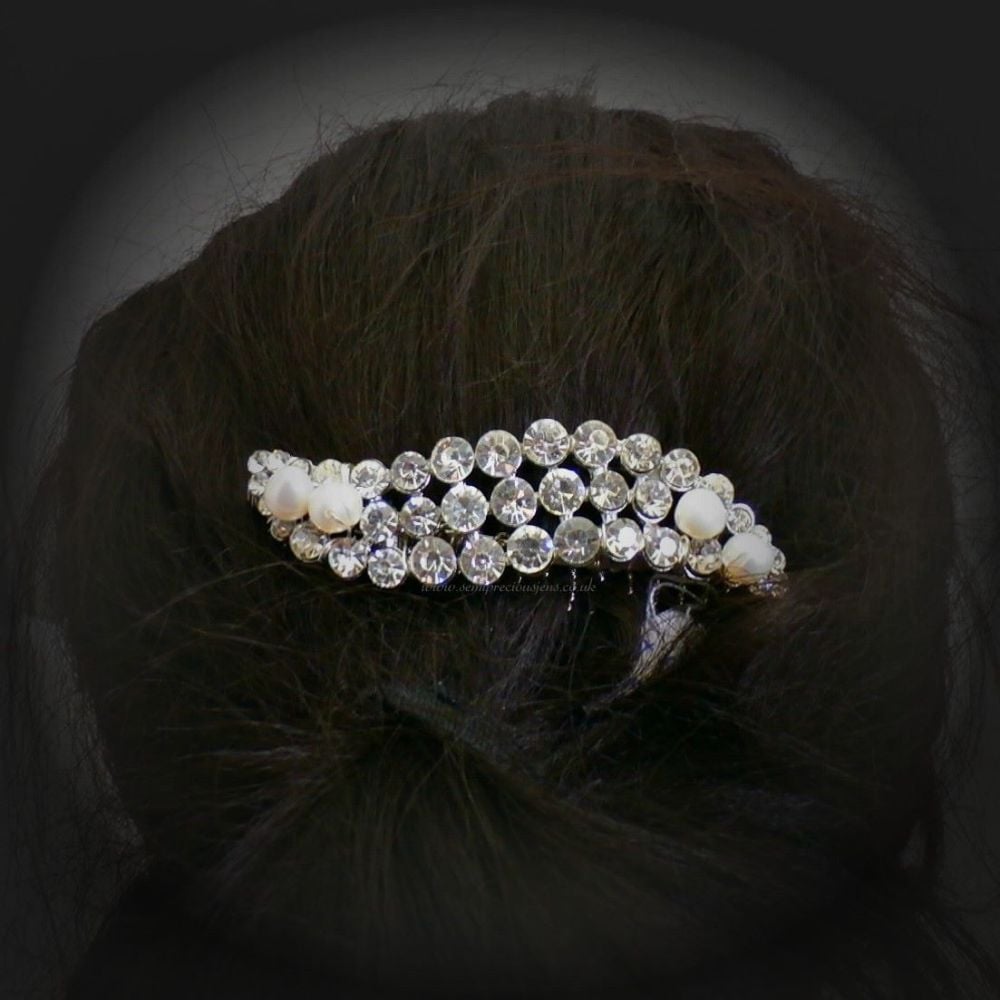 Diamante Wave & Pearl Hair Comb