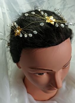 Gold Flower & Pearl Hair Vine