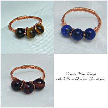 3 Stone Copper Wire Ring