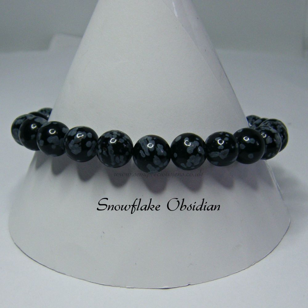 Snowflake Obsidian Stretch Elastic Braceletr