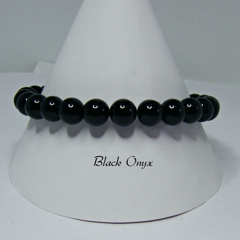 Black Onyx Stretch Elastic Bracelet