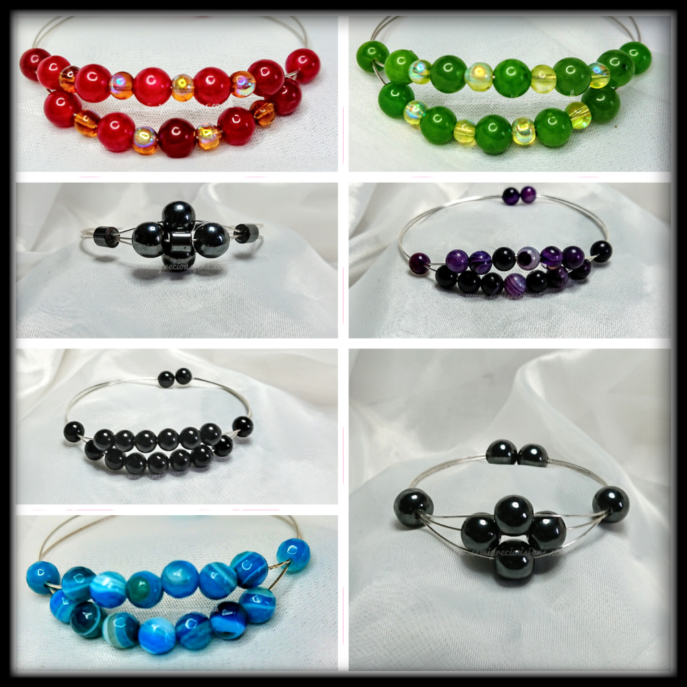 Memory Wire Semi Precious Gemstone Bangles