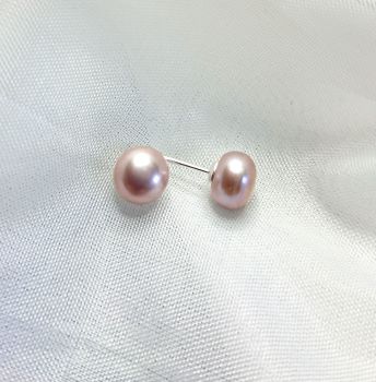 Pale Lilac Freshwater Pearl Stud Earrings 