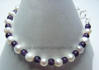 White Pearls and Violet Glass Beads