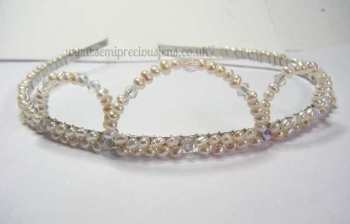  White Pearls with Clear Bicones Tiara