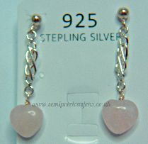 RQH-DE Rose Quartz Hearts Earrings