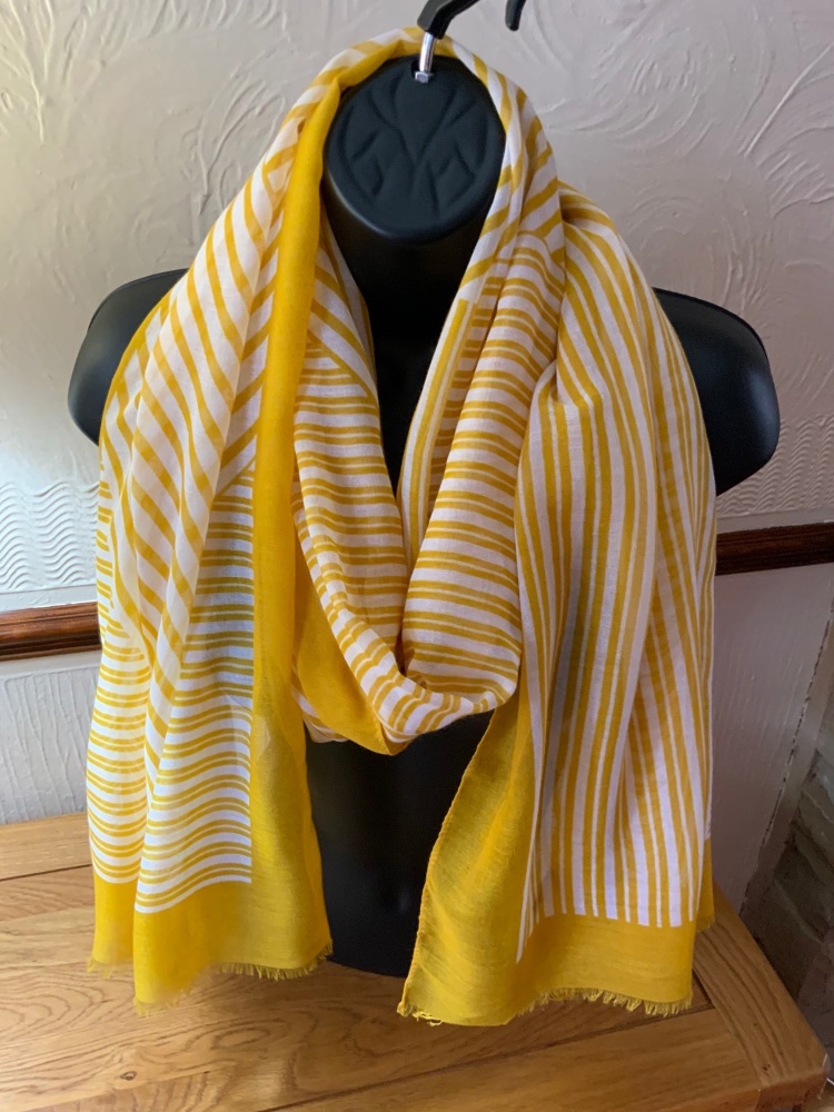 New Product....mustard/white striped scarf