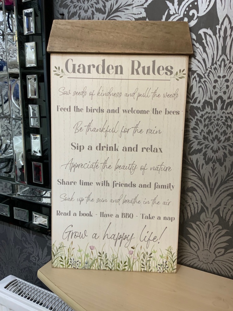 New Product….garden rules plaque