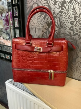 New Product….David Jones red handbag with zip decoration