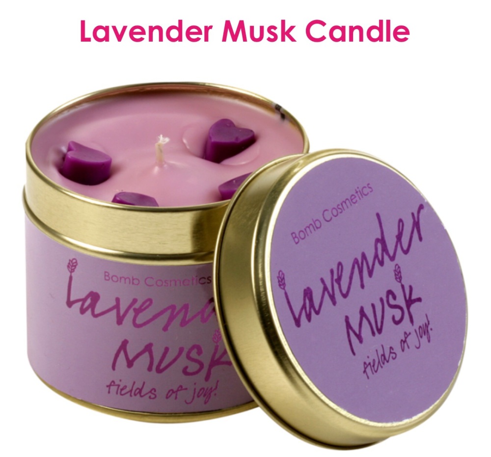 New Product….bomb cosmetic lavender musk tinned candle