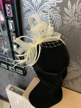 New Product….cream fascinator on headband with diamonte trim