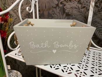 New Product….grey wooden bath bomb crate