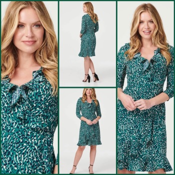 New Product….Stella green/cream/navy mock wrap around dress….size 8