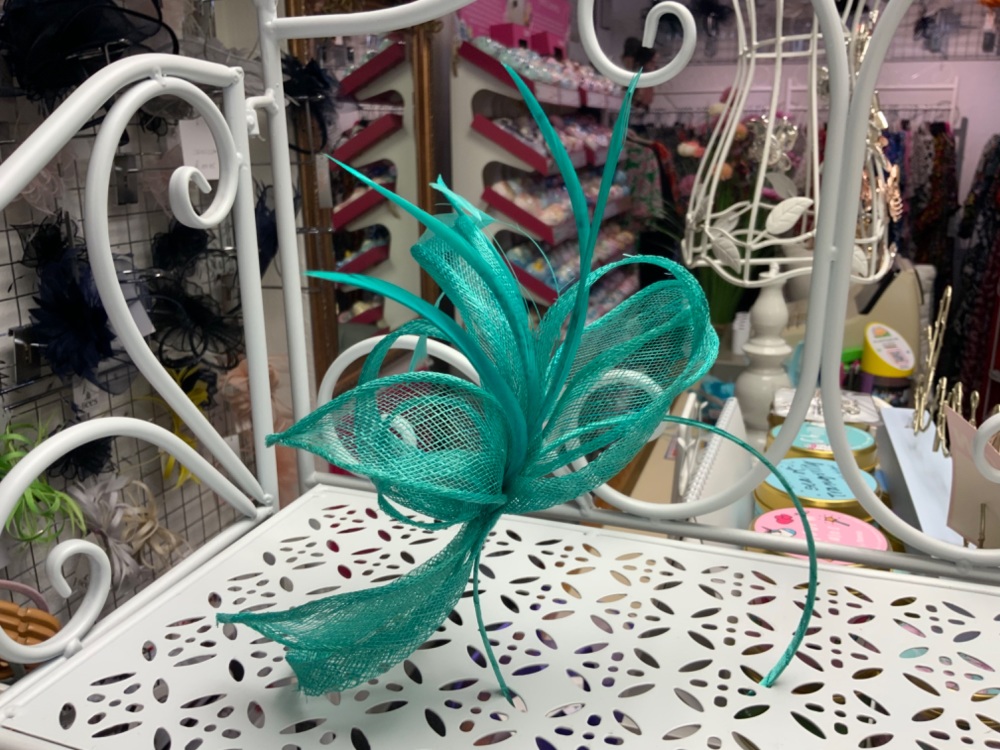 New Product….dark green turquoise fascinator on headband