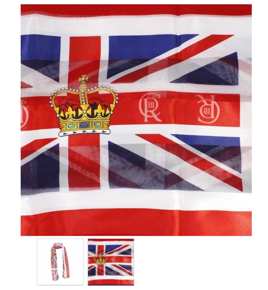 New Product….Union Jack scarf with crown motif