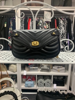 Black Handbag with golden handle