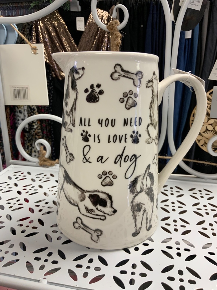 New Product….ceramic jug….all you need is love and a dog