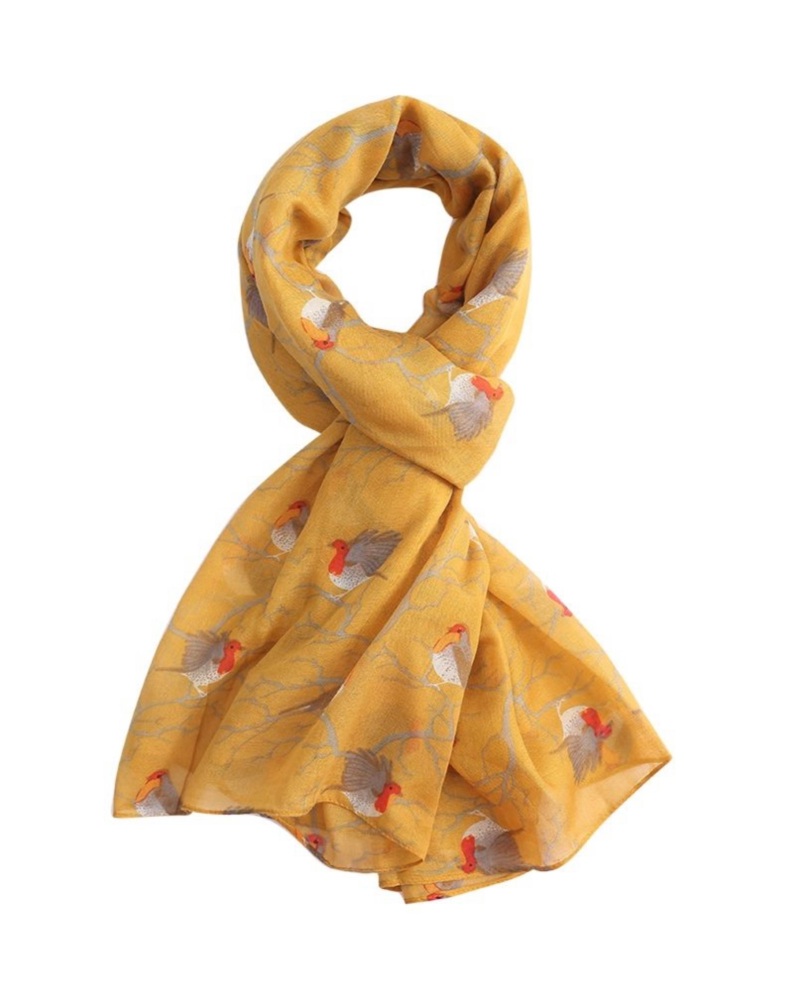 New Product….mustard robin scarf on branch