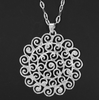 New Product….equilibrium filigree silver plated swirls long necklace