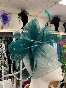 New Product….deep jade green fascinator on wide headband