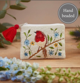 New Product….beaded robin cream purse
