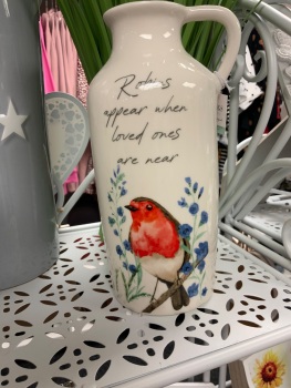 New Product….ceramic robin forget me not vase