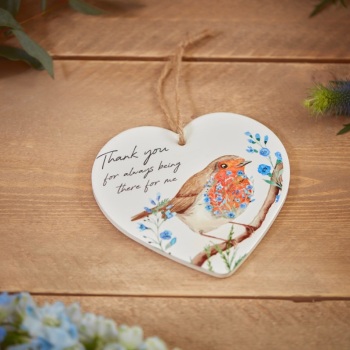 New Product….ceramic robin forget me not heart hanger