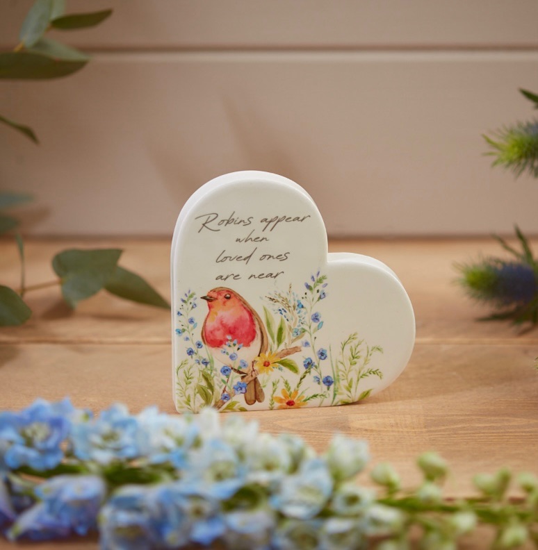 New Product….ceramic robin forget me not heart block