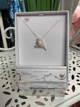 New Product…..equilibrium robins appear sparkle silver plated necklace