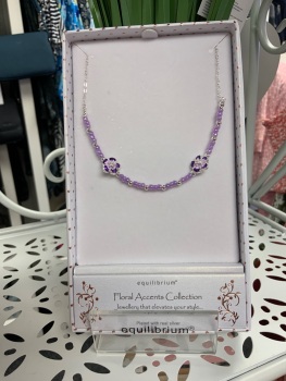 New Product….equilibrium floral accents silver plated beaded necklace….lilac