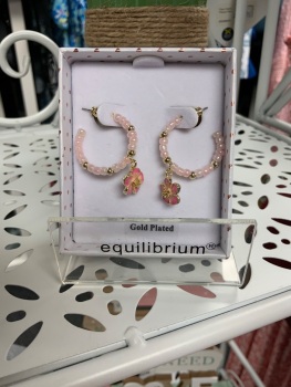 New Product….equilibrium floral accents beaded hoop earrings ….pink