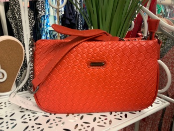 New Product….david jones textured orange cross the body bag