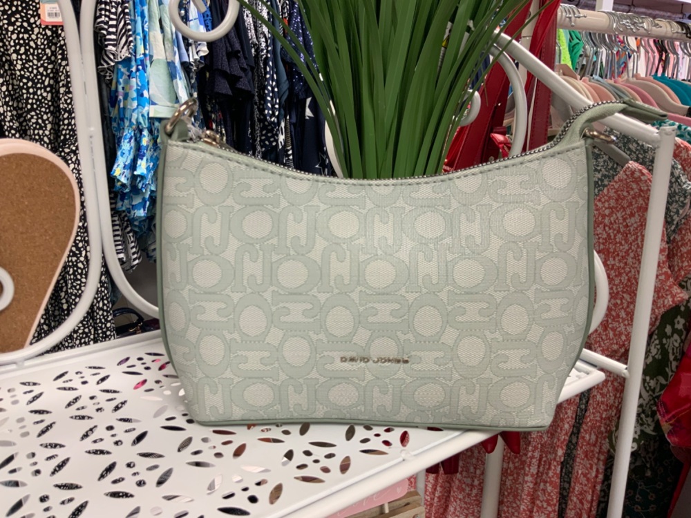 New Product….david jones light green cross the body bag with back zipped po