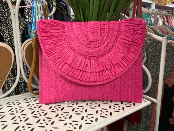 New Product….woven fuchsia handbag
