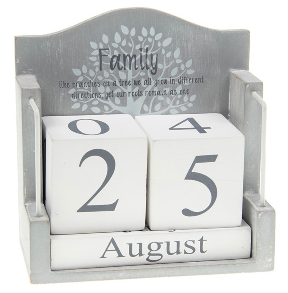 New Product….grey/white perpetual calendar ….wooden