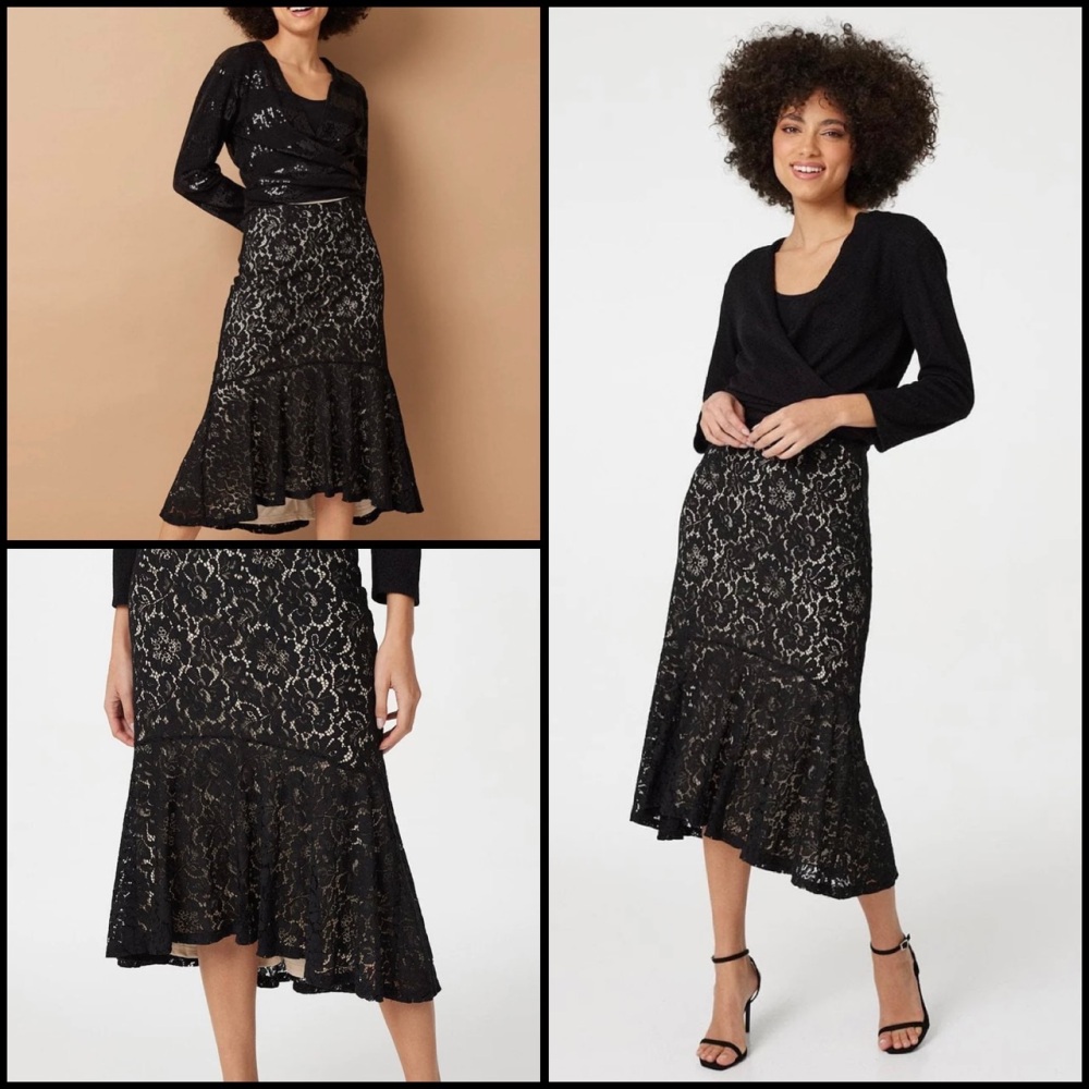 New Product….stella Morgan black lace skirt….size 8