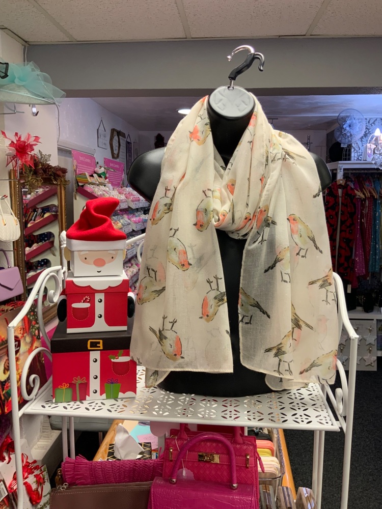 New Product….cream robin scarf